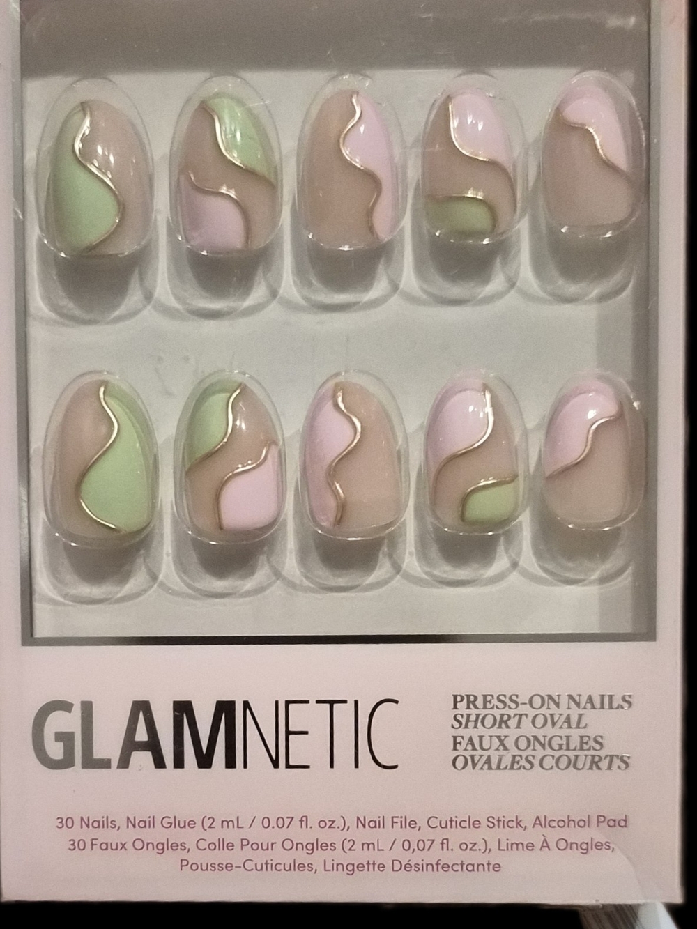 GLAMnetic Short Oval Press-Ons- Strawberry Matcha